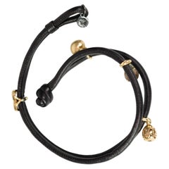 Leather Bracelet 18 Karat Gold With Diamonds & 4 Charms By Ole Lynggaard