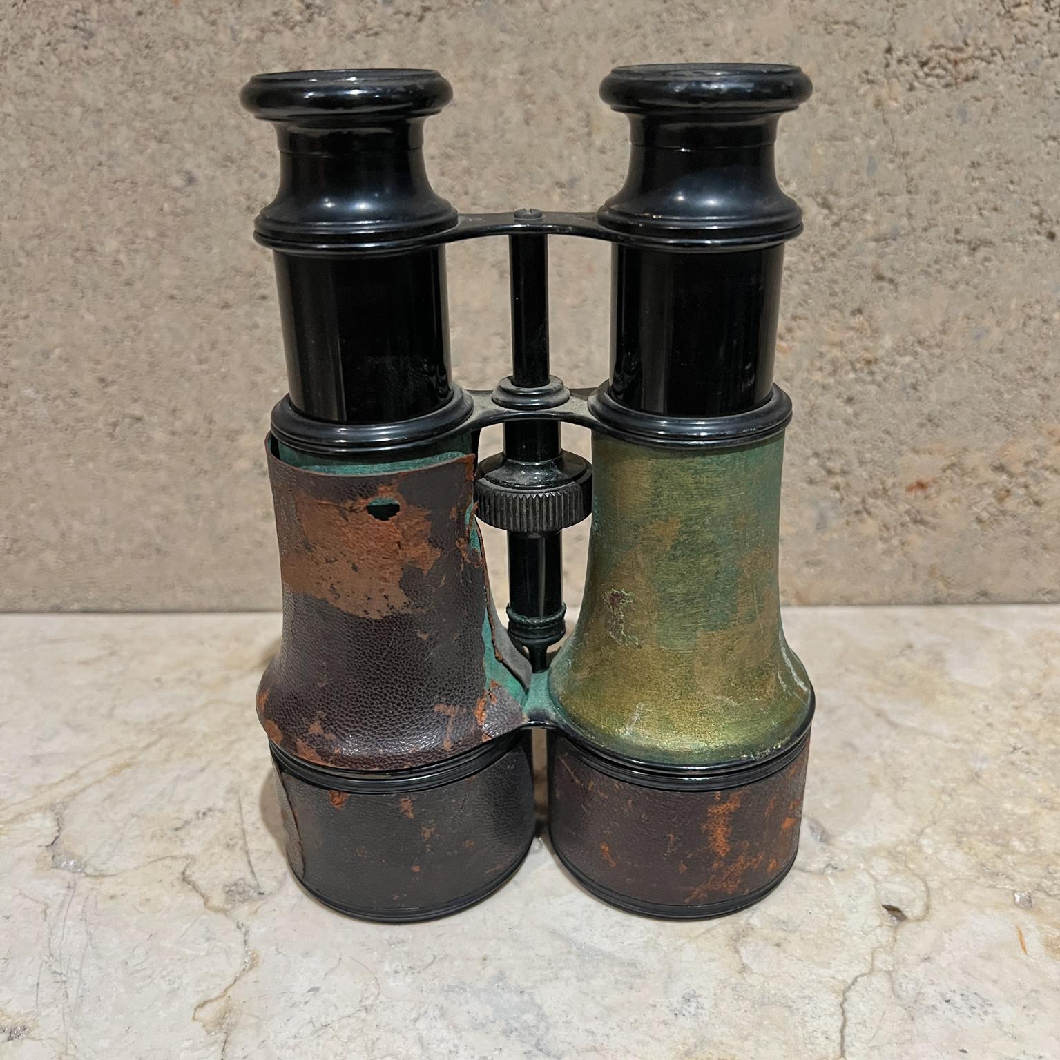 Late Victorian Leather & Brass French Opera Binoculars Lemaire Fabt Paris For Sale