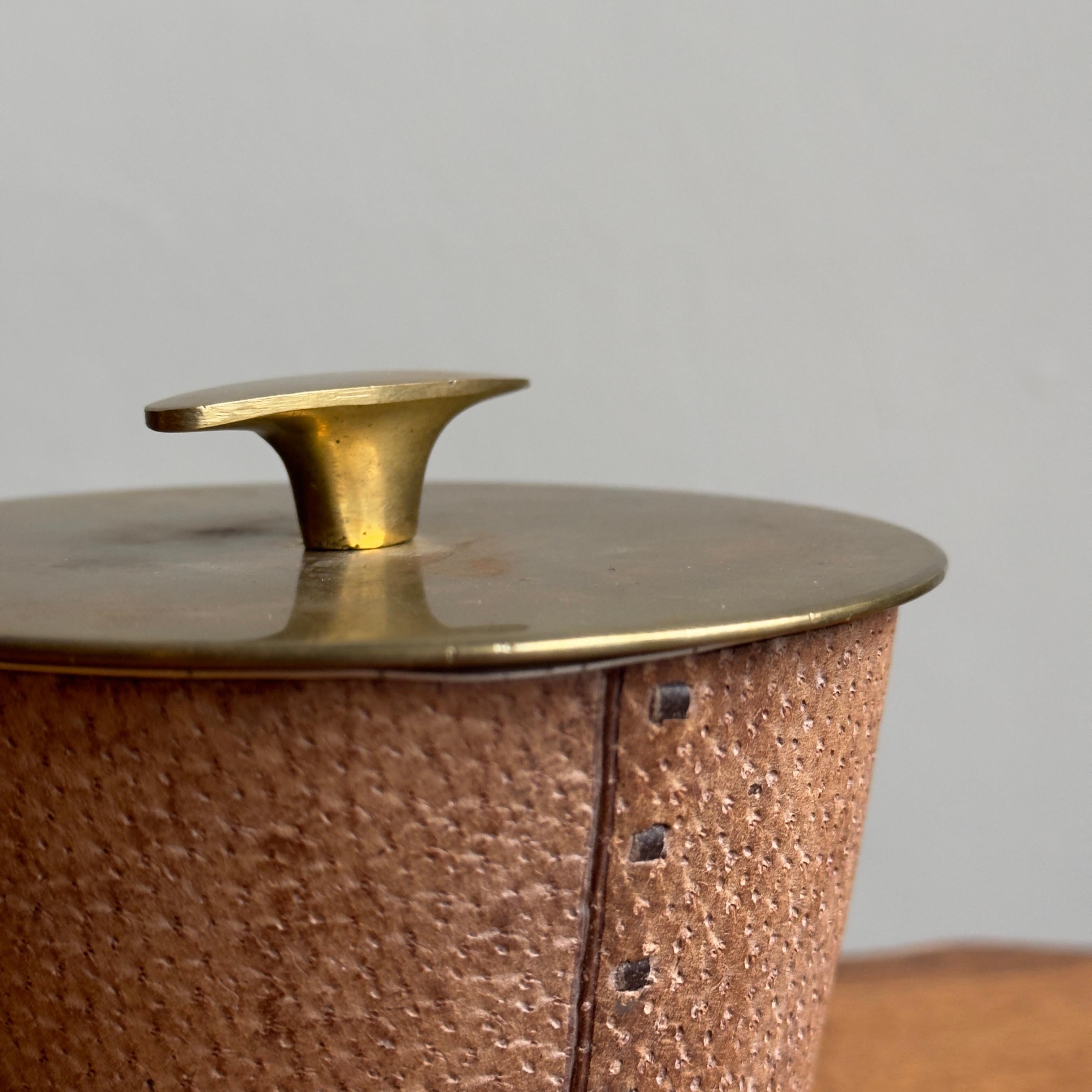 Austrian Leather & Brass Humidor #3617 by Carl Auböck II, 1940s For Sale