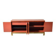Leather & Brass Mastercraft Cabinet