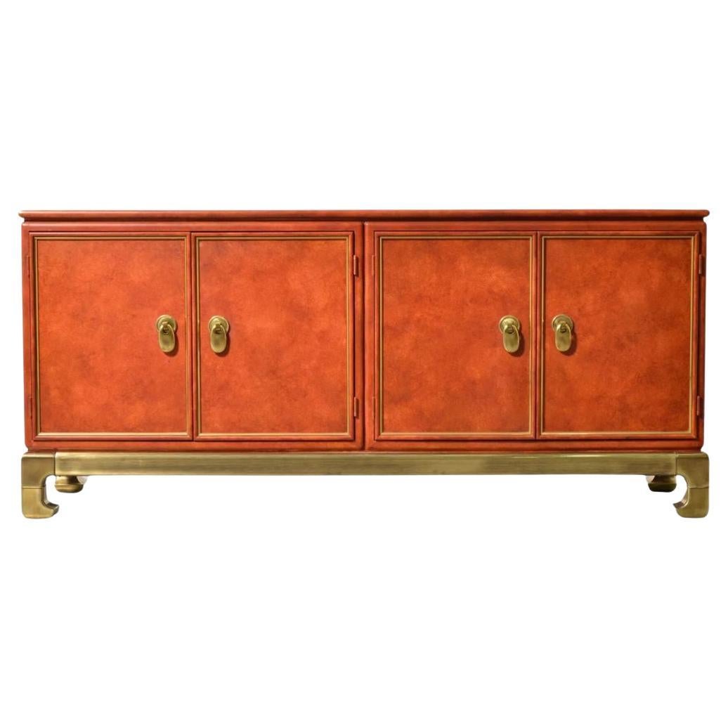 Leather & Brass Mastercraft Cabinet
