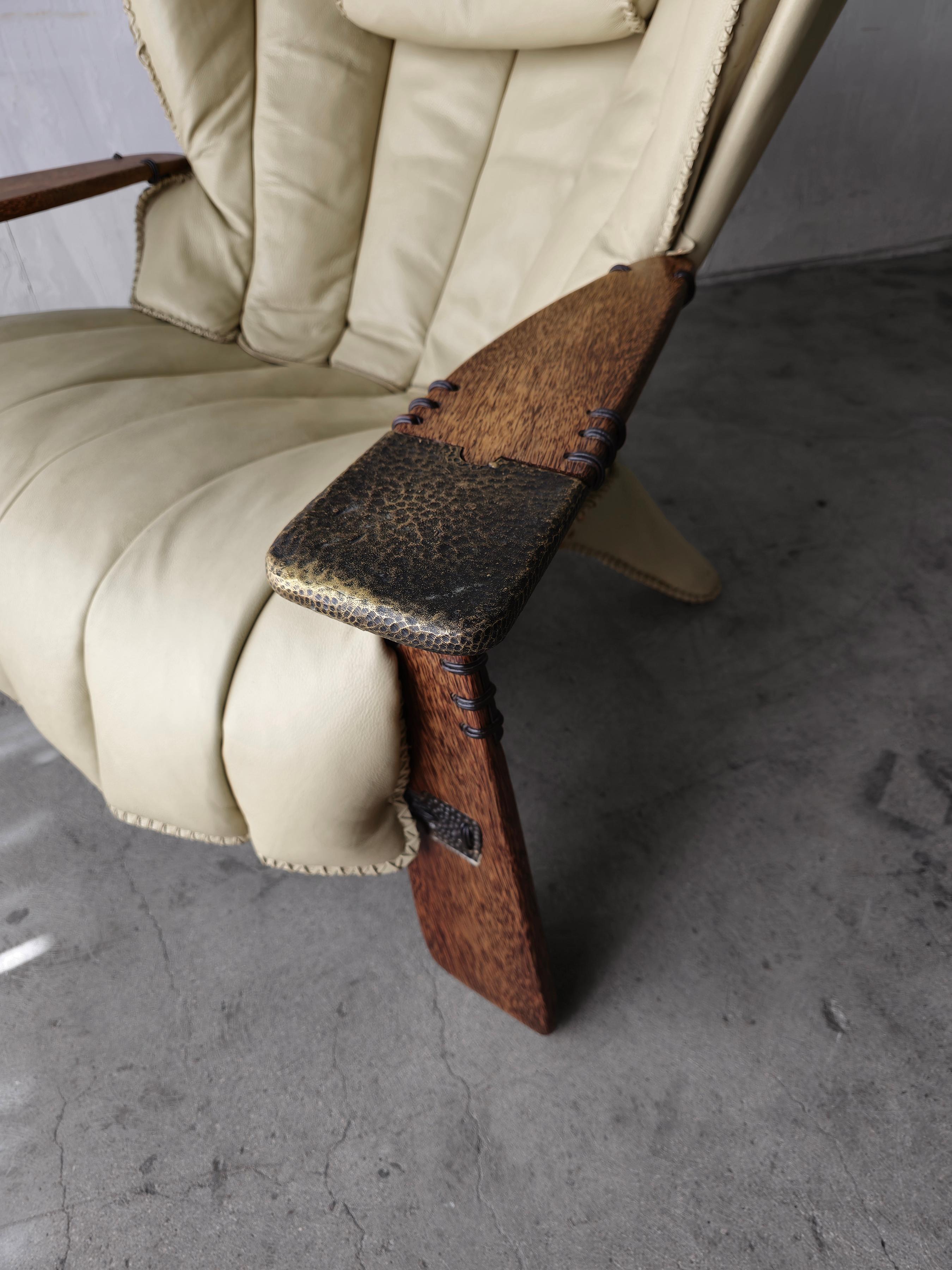 Pair of Leather Bronze and Palmwood Verite Chair by Pacific Green 6