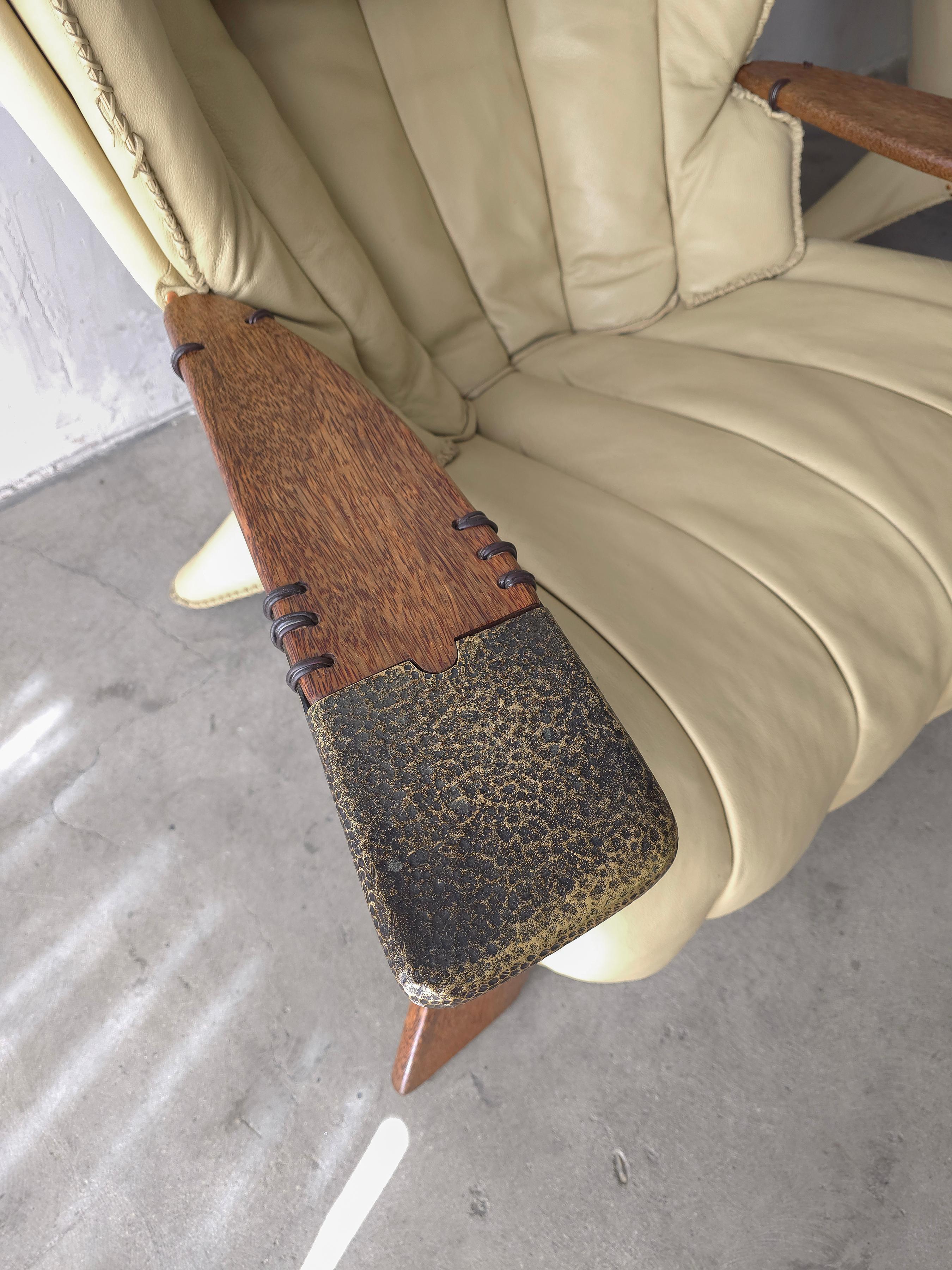 Pair of Leather Bronze and Palmwood Verite Chair by Pacific Green 7