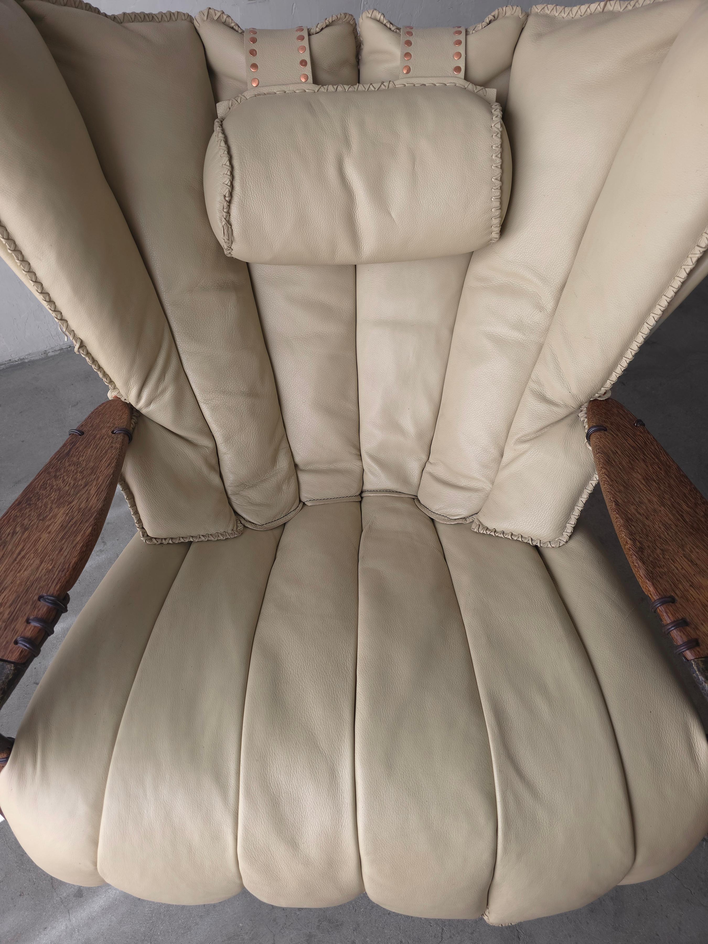 Pair of Leather Bronze and Palmwood Verite Chair by Pacific Green 3