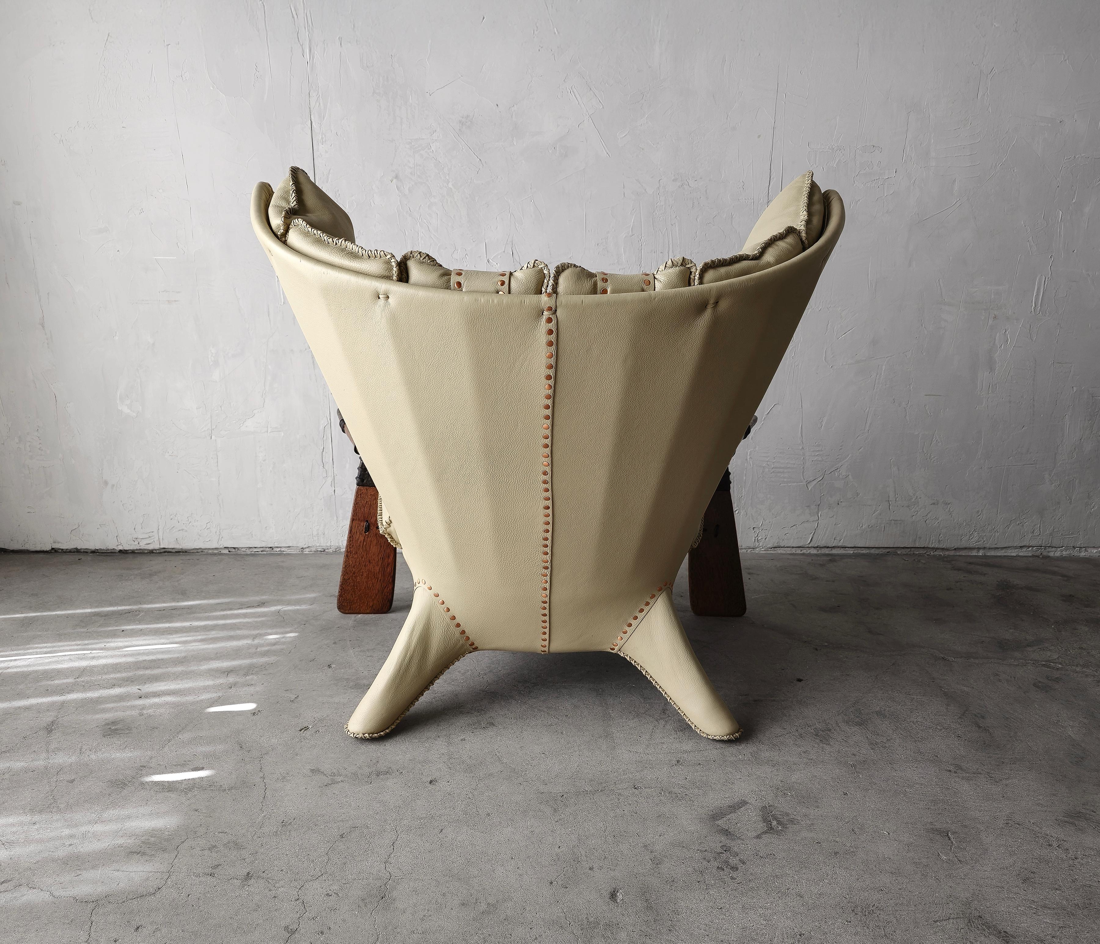 Pair of Leather Bronze and Palmwood Verite Chair by Pacific Green 4