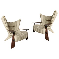 Pair of Leather Bronze and Palmwood Verite Chair by Pacific Green