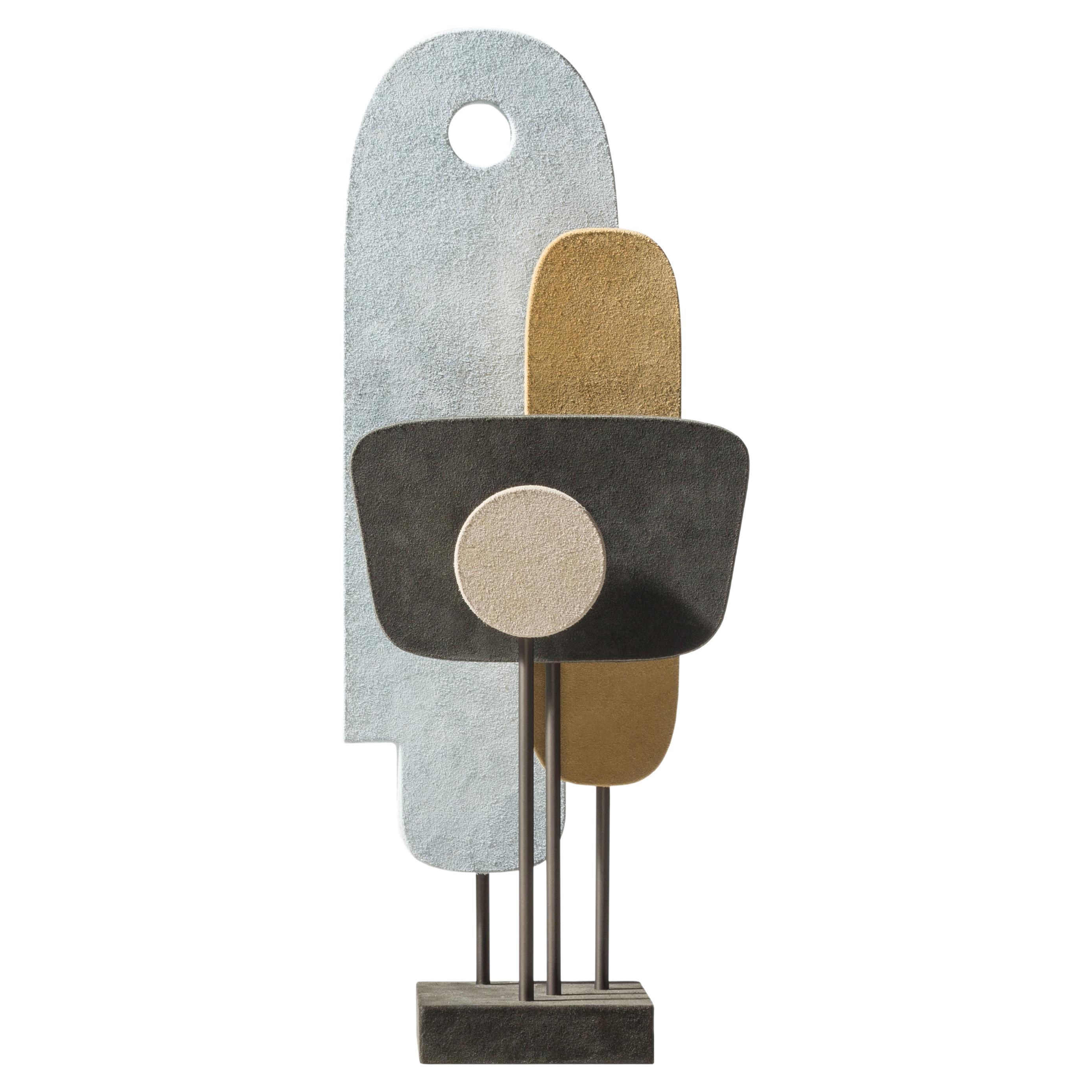Leder- und Bronzeskulptur Stephane Parmentier für Giobagnara Tabou-Skulptur 1 im Angebot