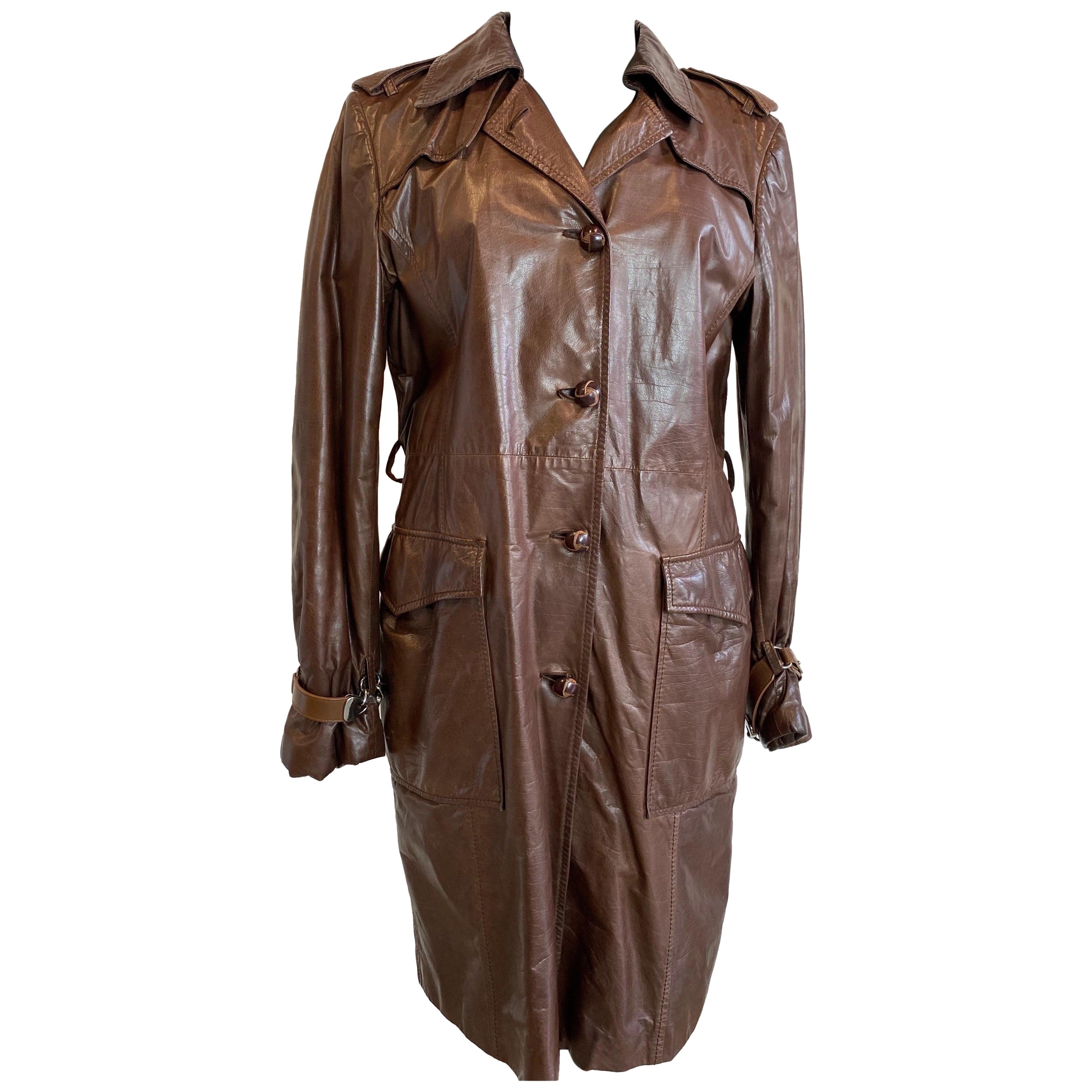 Leather brown Jacket trench Ermanno Scervino