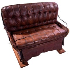 Antique Leather Buggy Bench, 19th Century