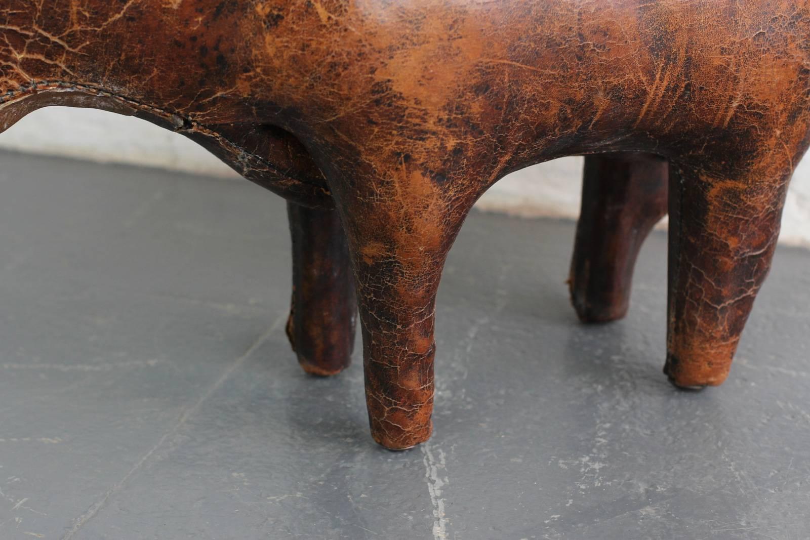 leather bull footstool