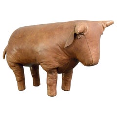 Leather Bull Footstool by Dimitri Omersa Circa 1950s