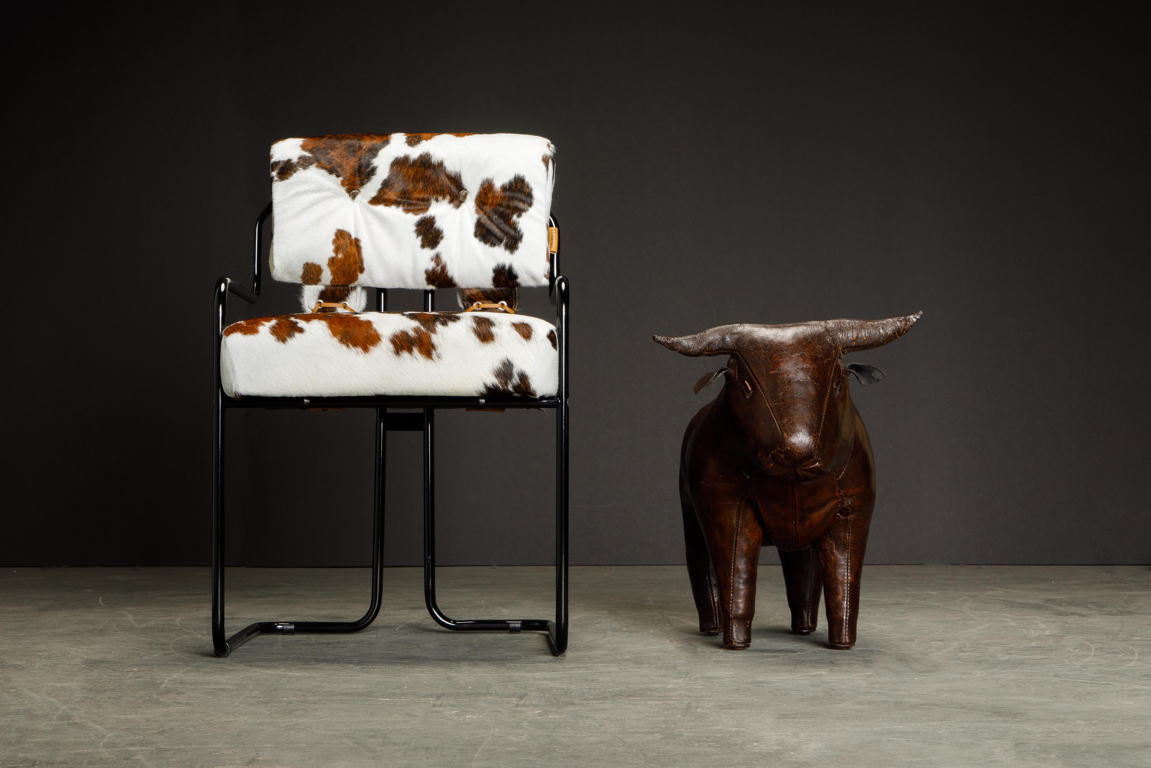 Leather Bull Footstool by Dimitri Omersa for Abercrombie & Fitch, 1960s, Signed 10