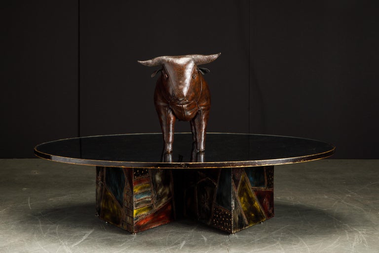 Leather Bull Footstool by Dimitri Omersa for Abercrombie and Fitch ...