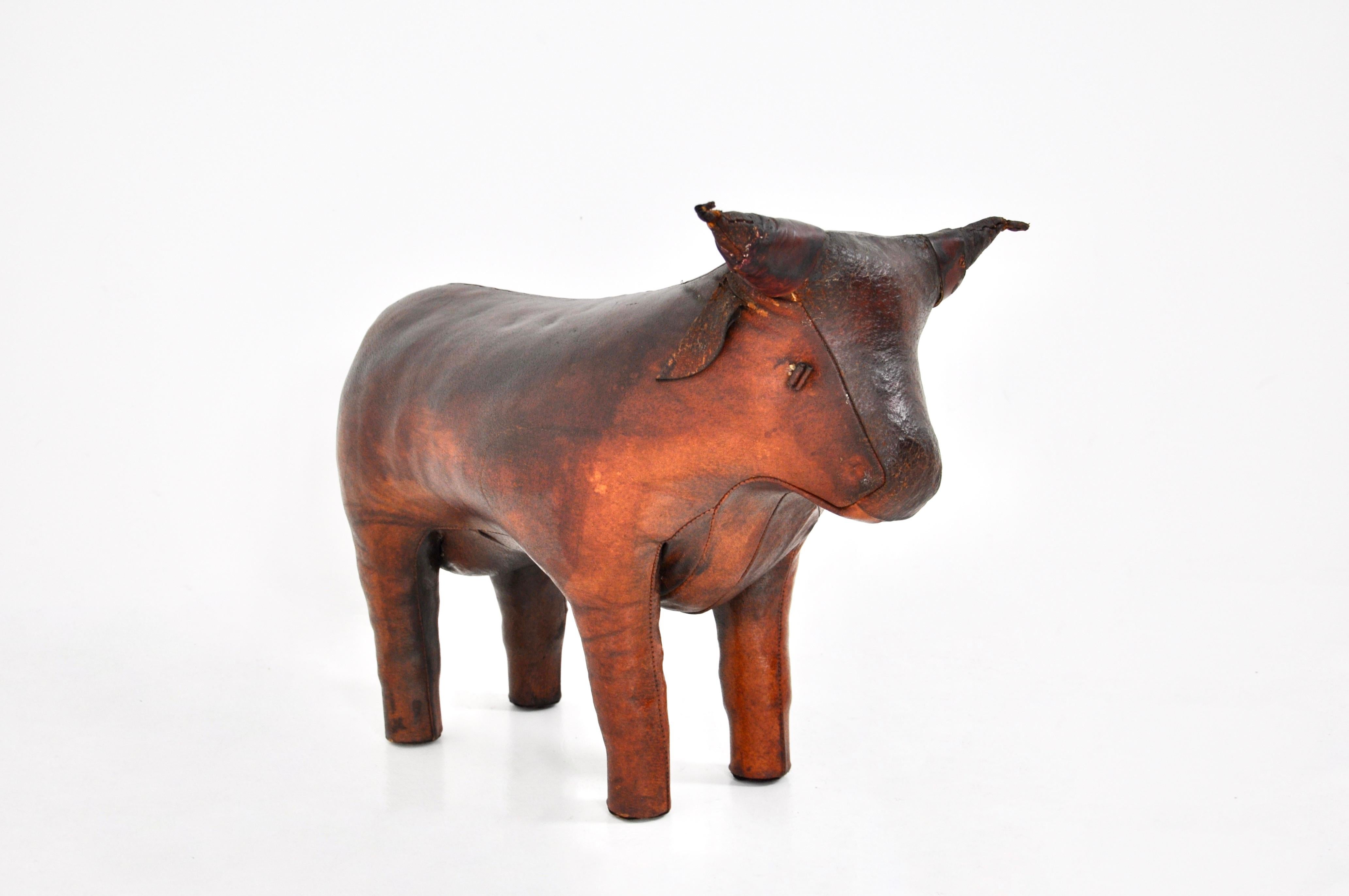 Mid-Century Modern Leather Bull Stool by Dimitri Omersa, 1960s