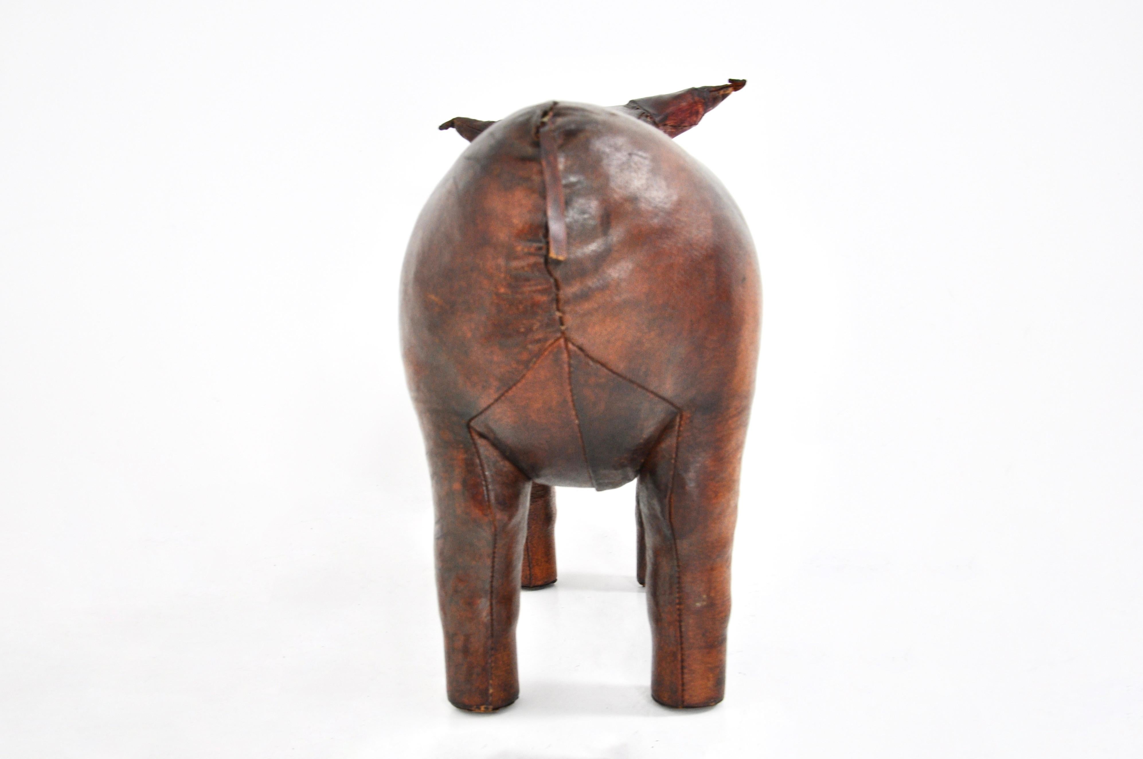 Leather Bull Stool by Dimitri Omersa, 1960s In Good Condition In bruxelles, BE