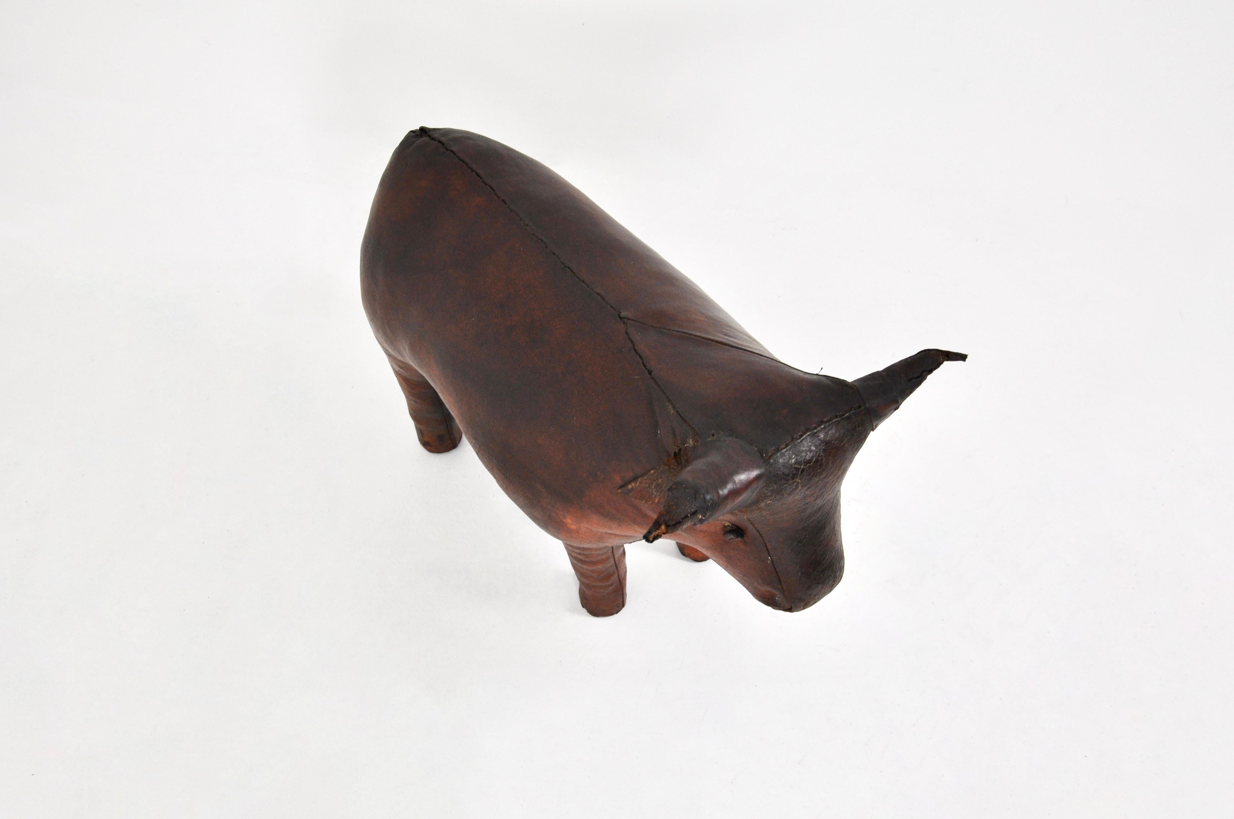 Leather Bull Stool by Dimitri Omersa, 1960s 1