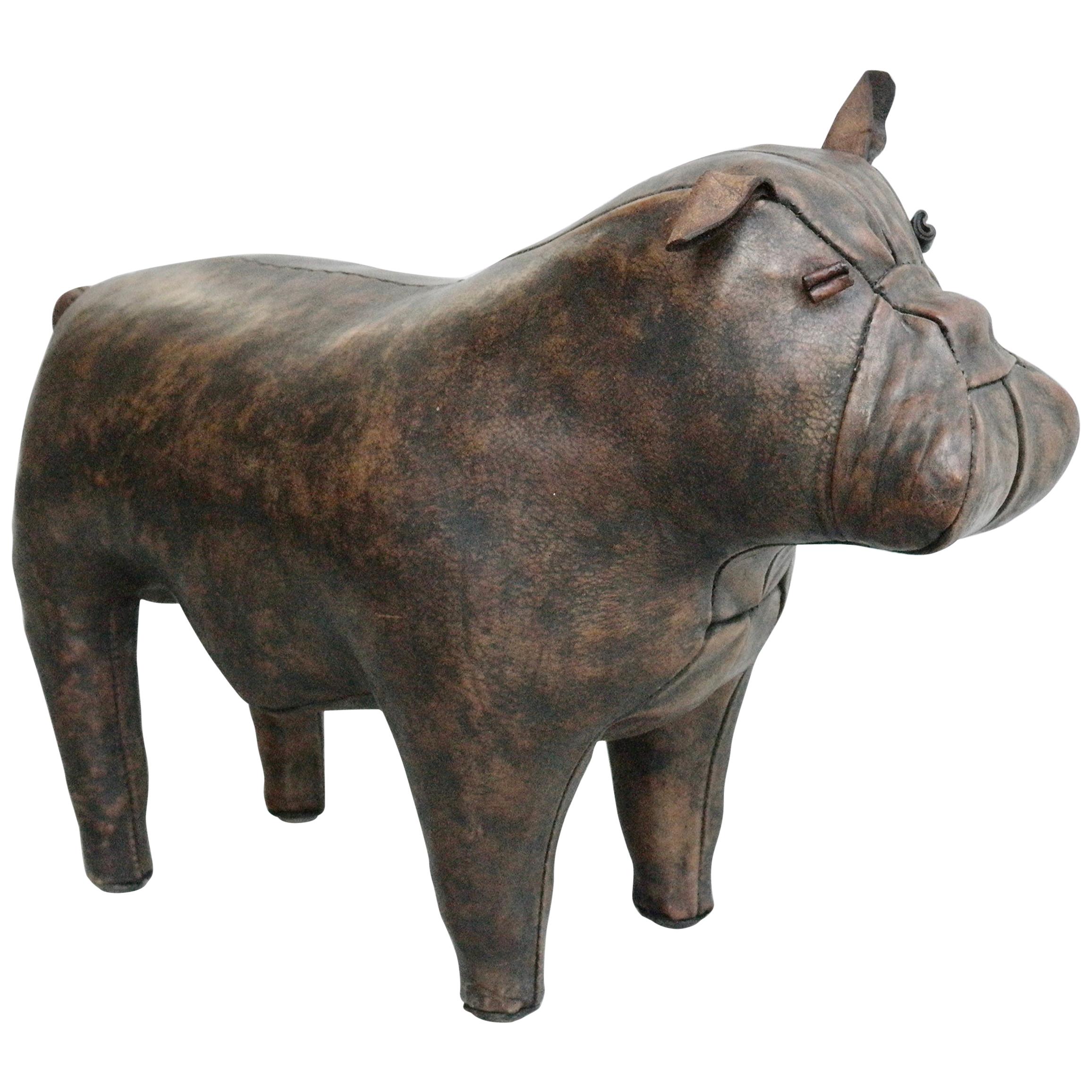 Leather Bulldog footstool by Dimitri Omersa for Abercrombie & Fitch
