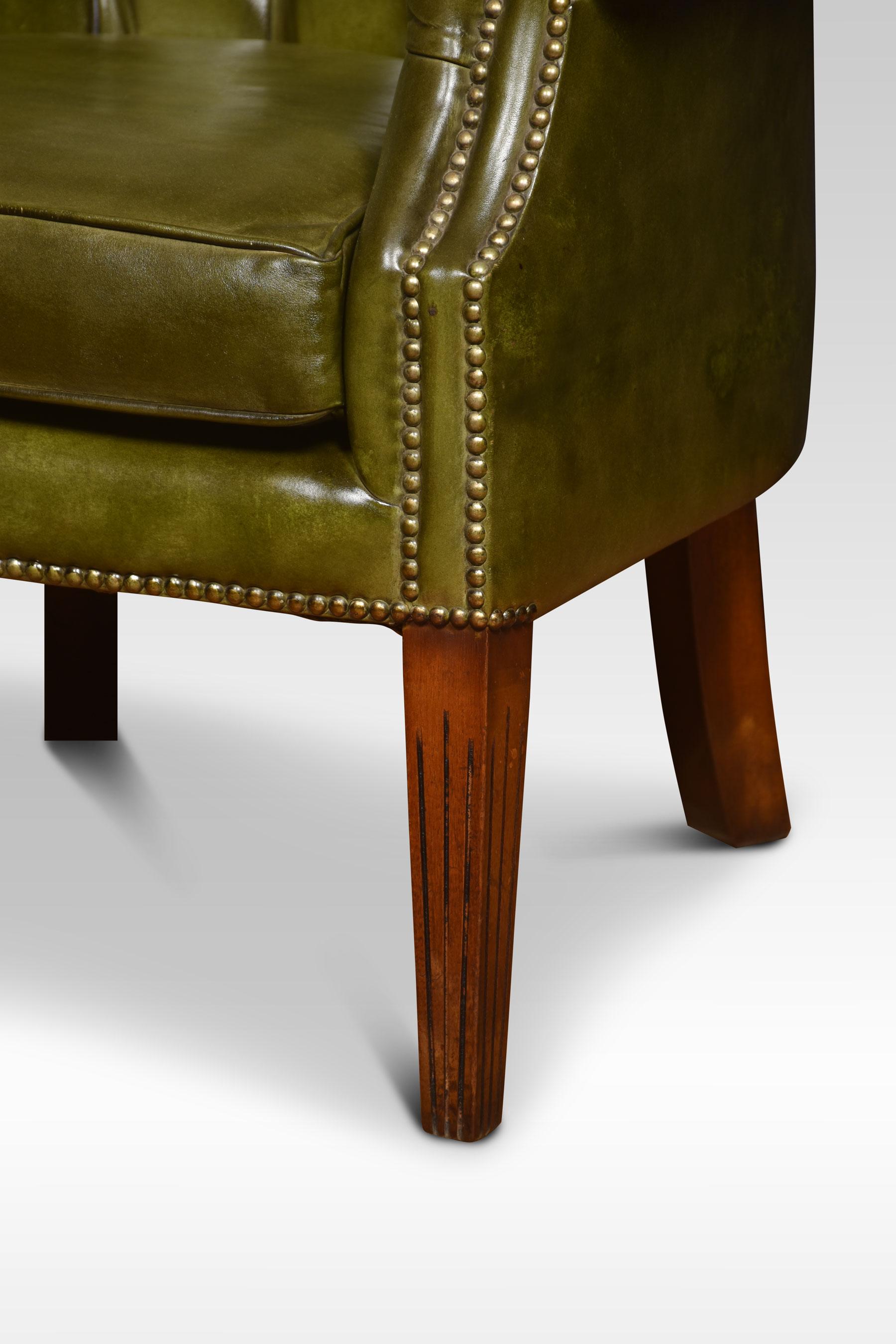 20th Century Leather Button Back Chesterfield Style Wingback Armchair
