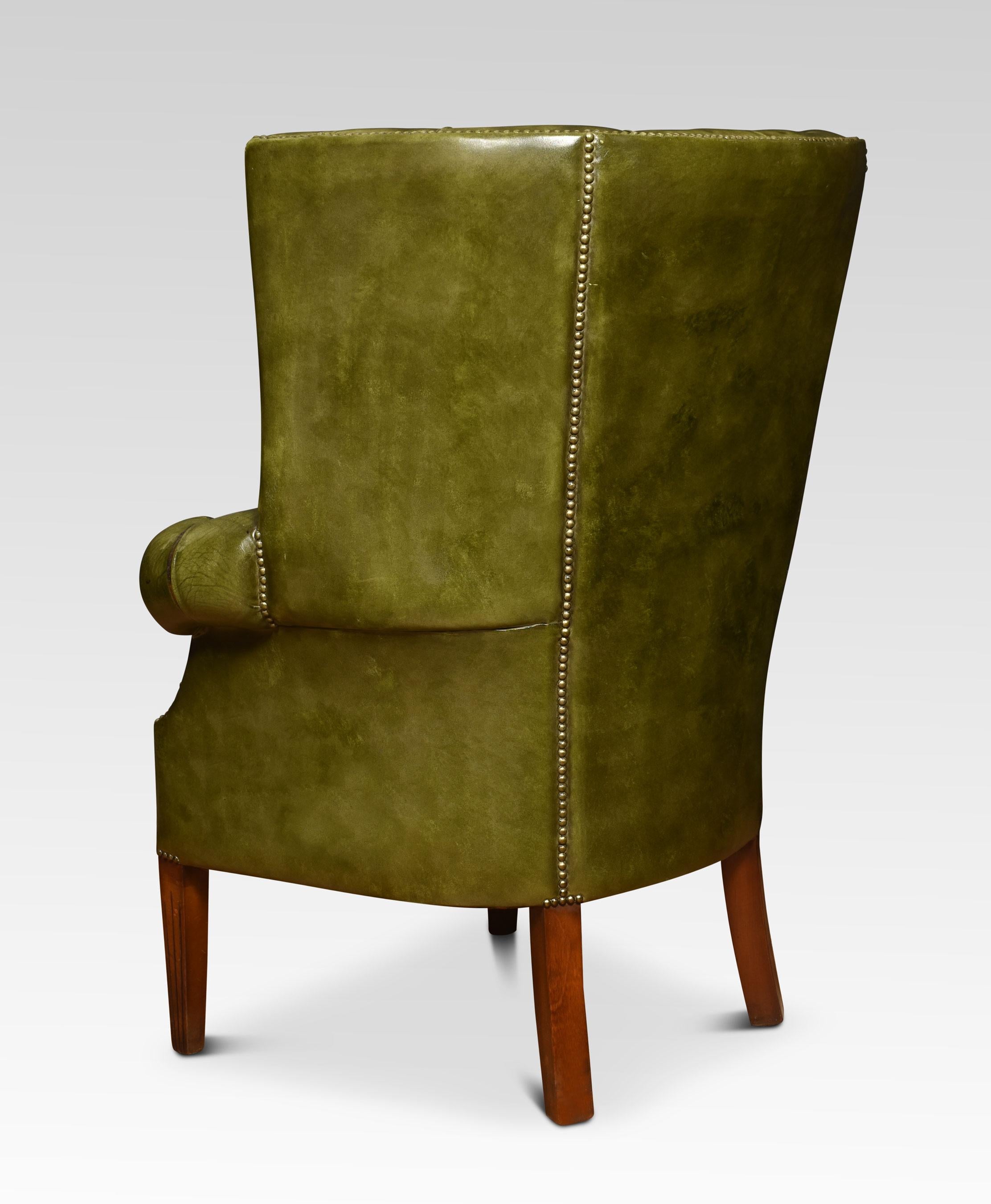 Leather Button Back Chesterfield Style Wingback Armchair 1