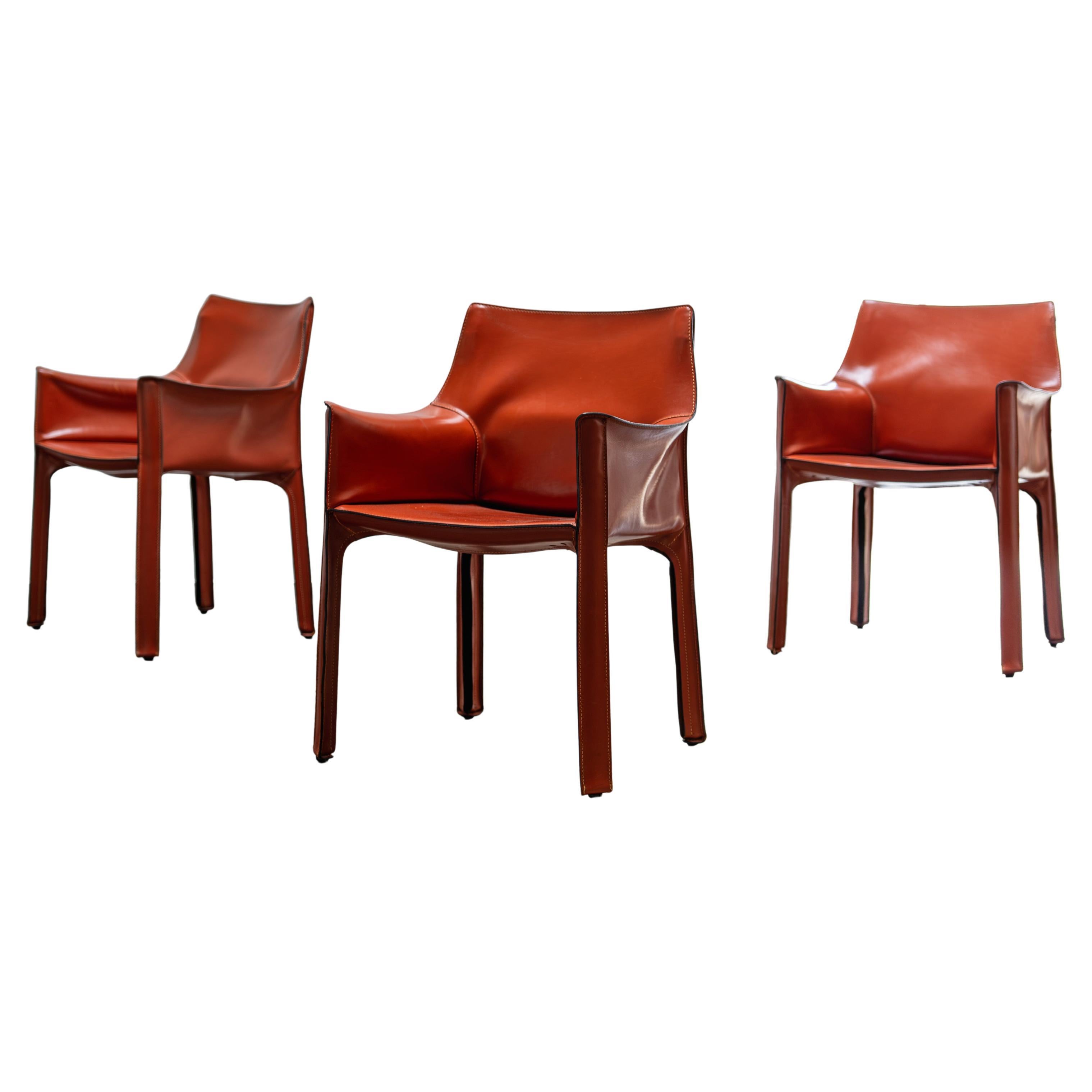 Leather "Cab" 413 Arm Chair by Mario Bellini Cassina, 1977