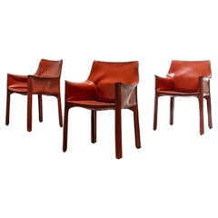 Sillón de cuero "Cab" 413 de Mario Bellini Cassina, 1977