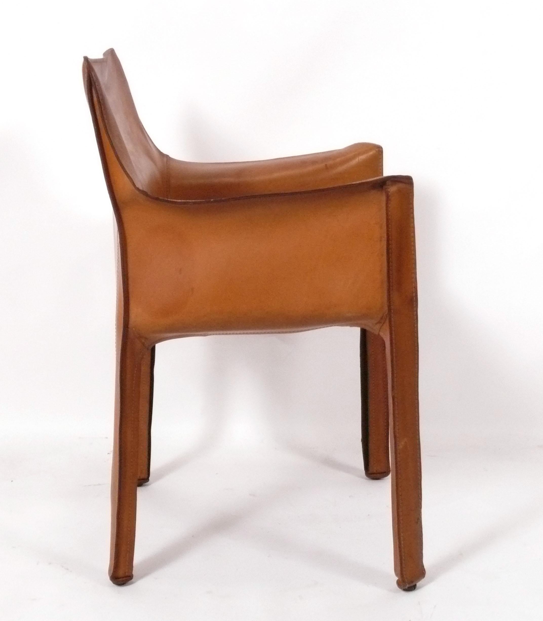Mid-Century Modern Leather Cab Chair by Mario Bellini for Cassina For Sale