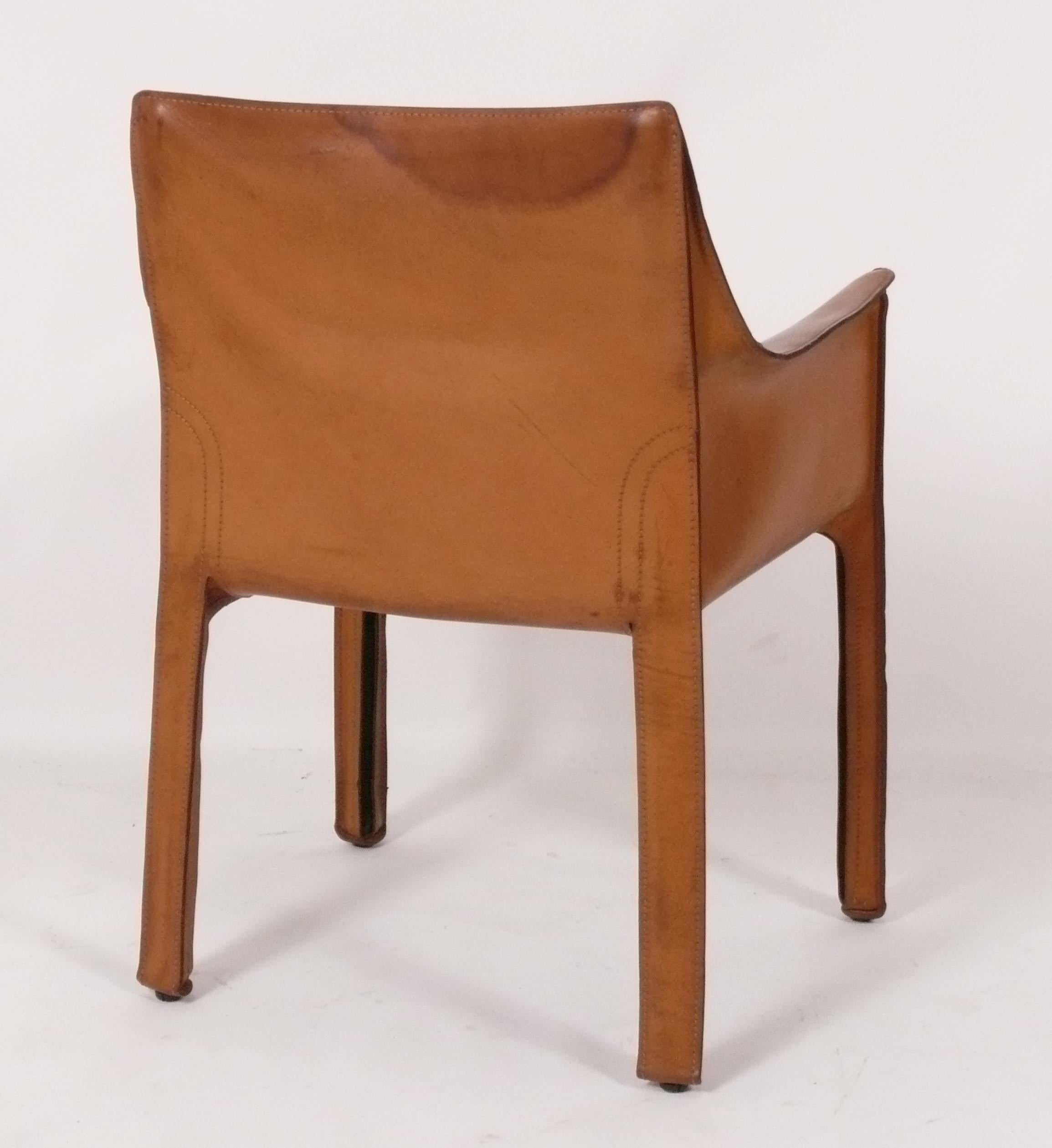 Italian Leather Cab Chair by Mario Bellini for Cassina For Sale