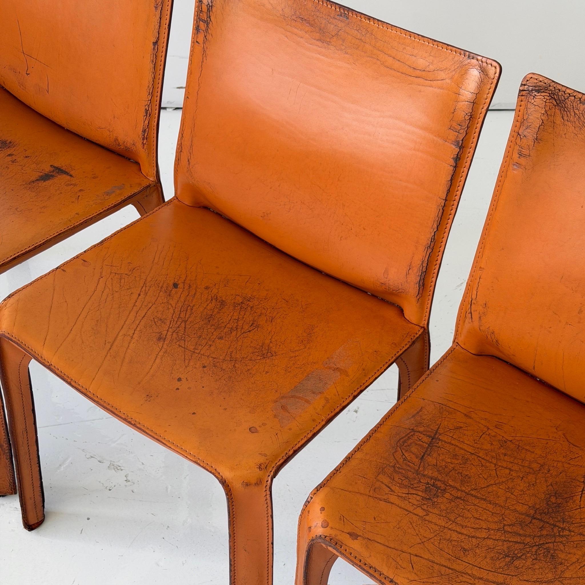 Mid-Century Modern Leather Cab Chairs by Mario Bellini for Cassina For Sale