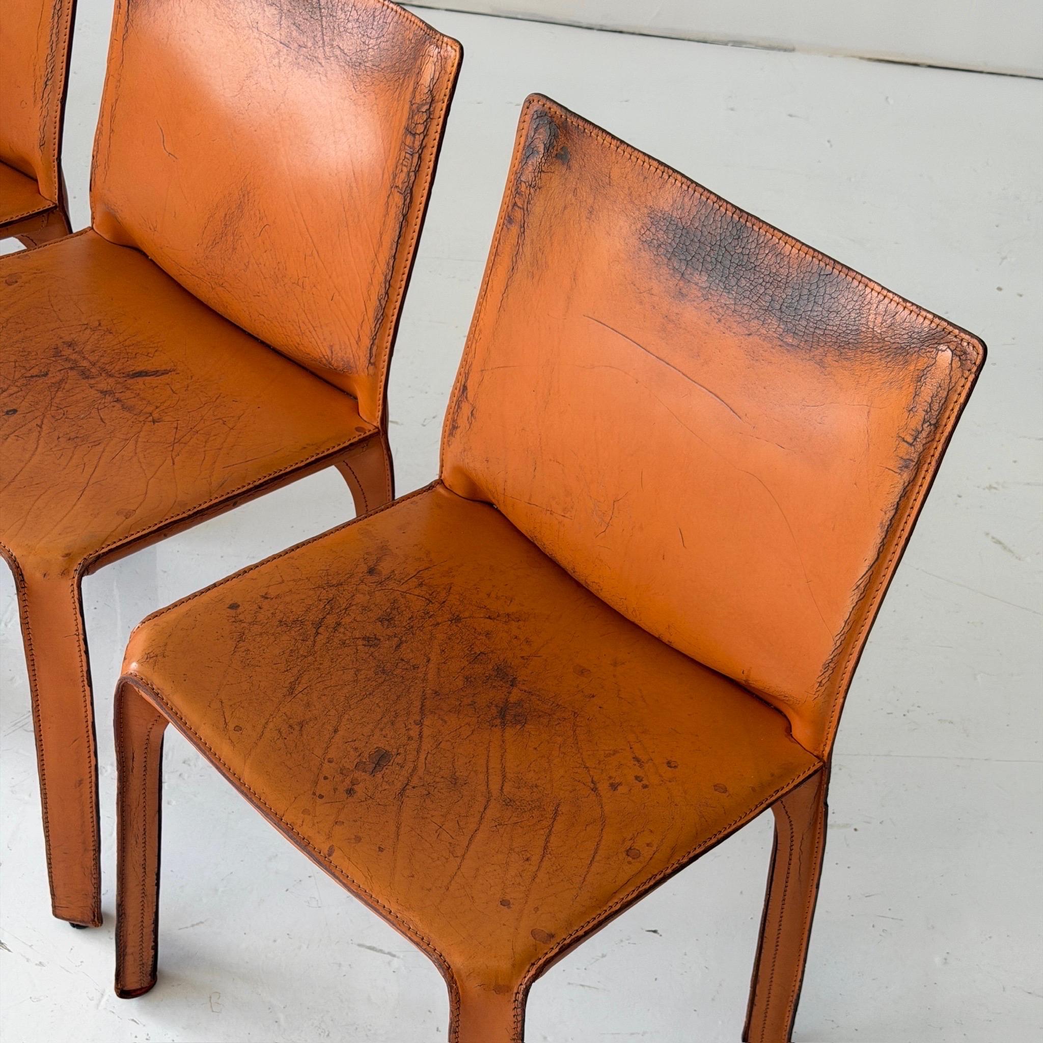 Italian Leather Cab Chairs by Mario Bellini for Cassina For Sale