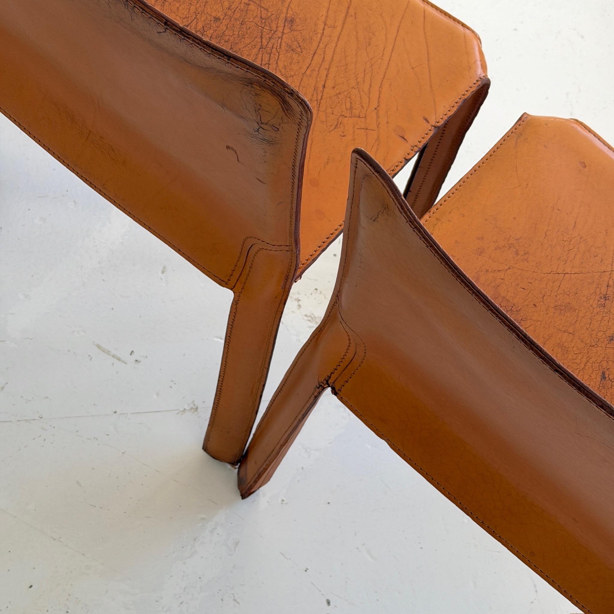 Late 20th Century Leather Cab Chairs by Mario Bellini for Cassina For Sale