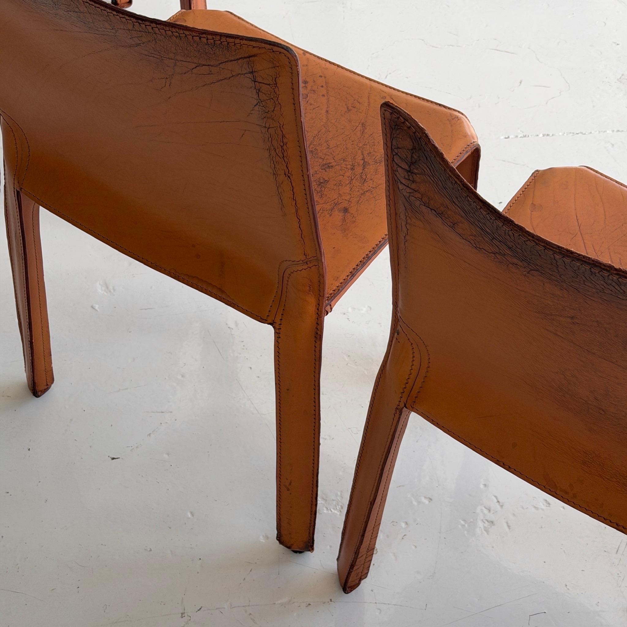 Leather Cab Chairs by Mario Bellini for Cassina For Sale 2