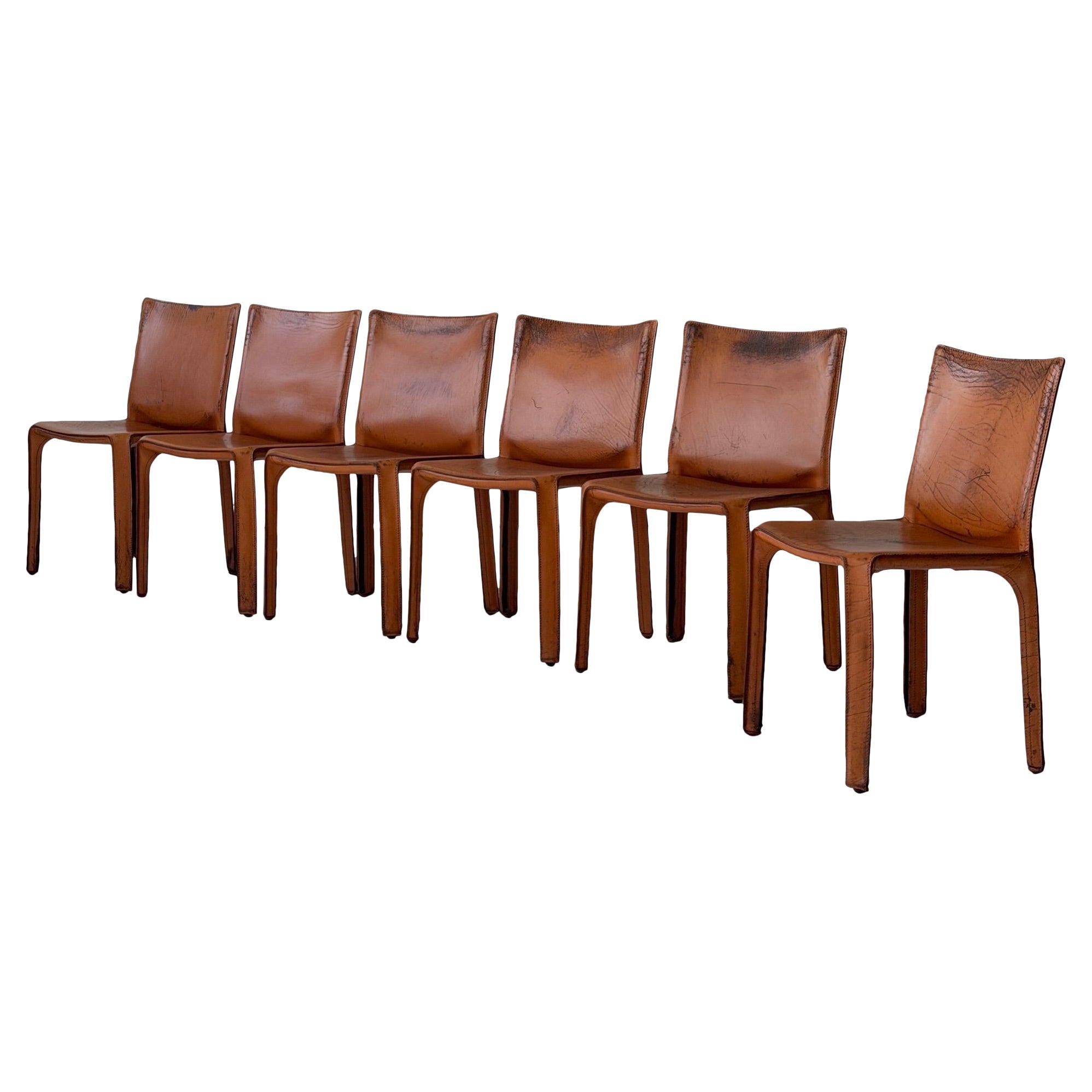 Leather Cab Chairs by Mario Bellini for Cassina For Sale