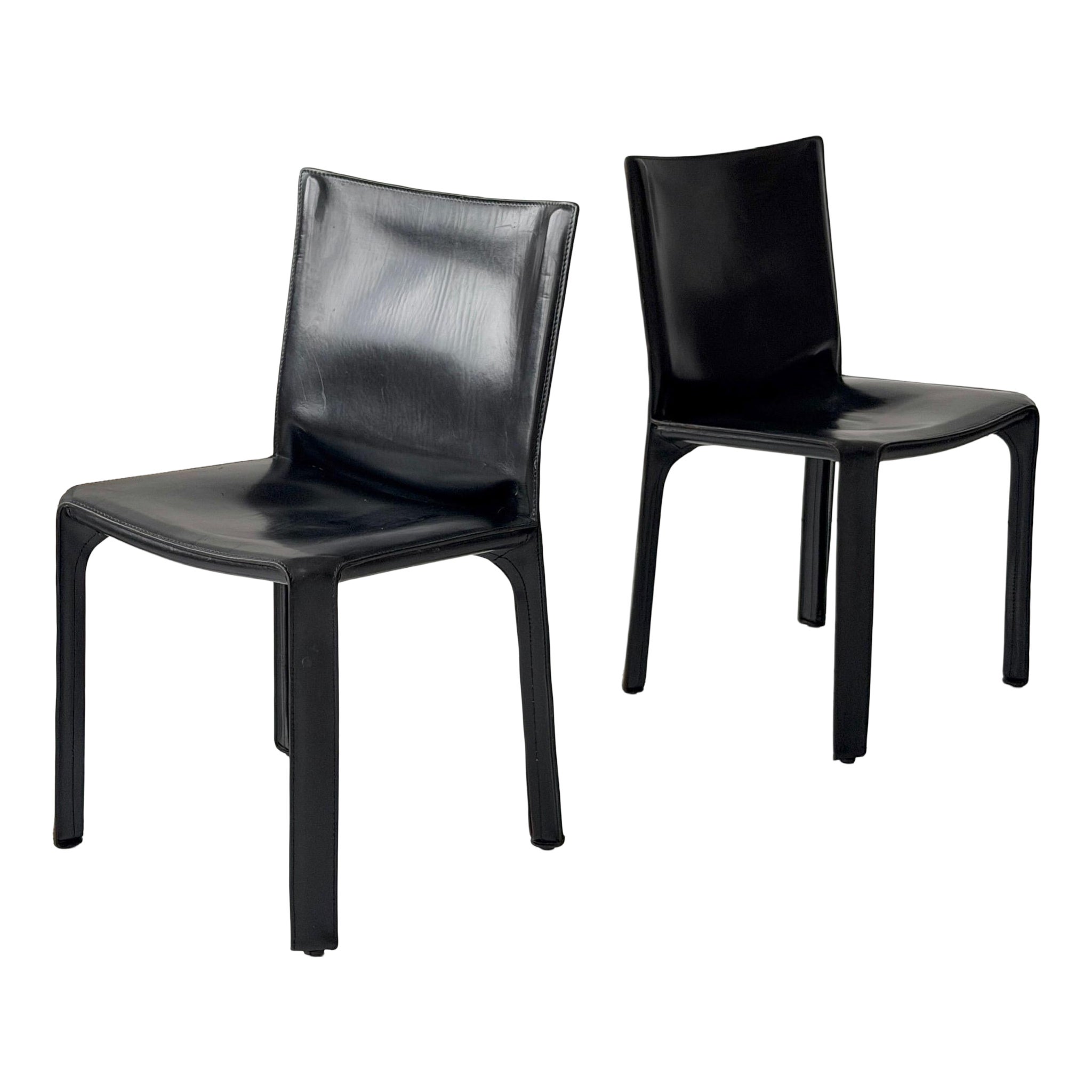 Chaises cabines en cuir de Mario Bellini pour Cassina