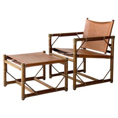 Leder-Sessel + Hocker von Eleanor Forbes für McGuire