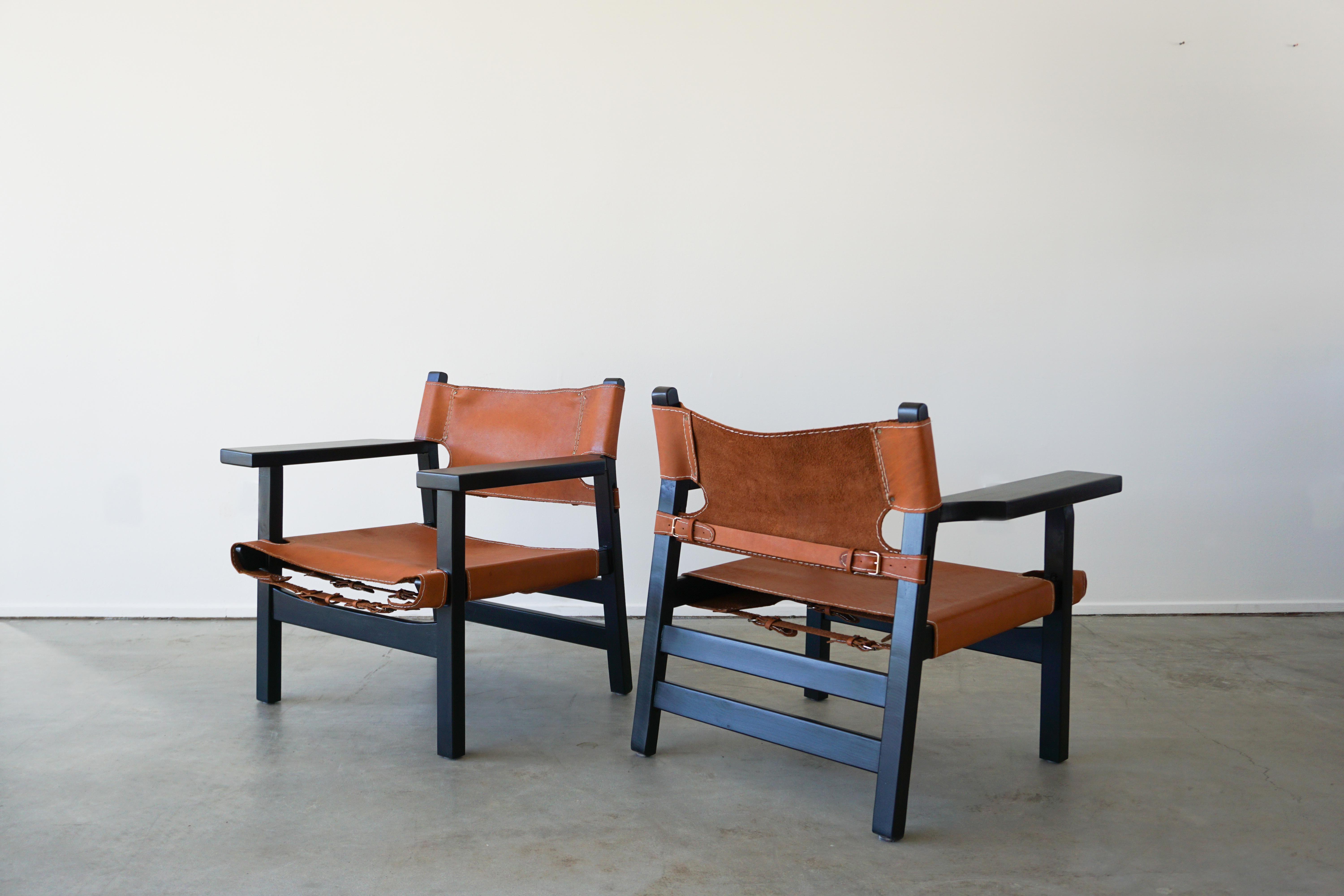 20th Century Leather Campaign Chairs