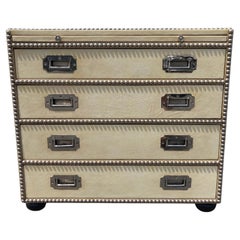Retro Leather Campaign Chest of Drawers, Nickel