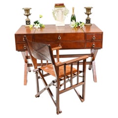 Leather Campaign Desk and Chair Set Writing Table Luggage Office Furniture