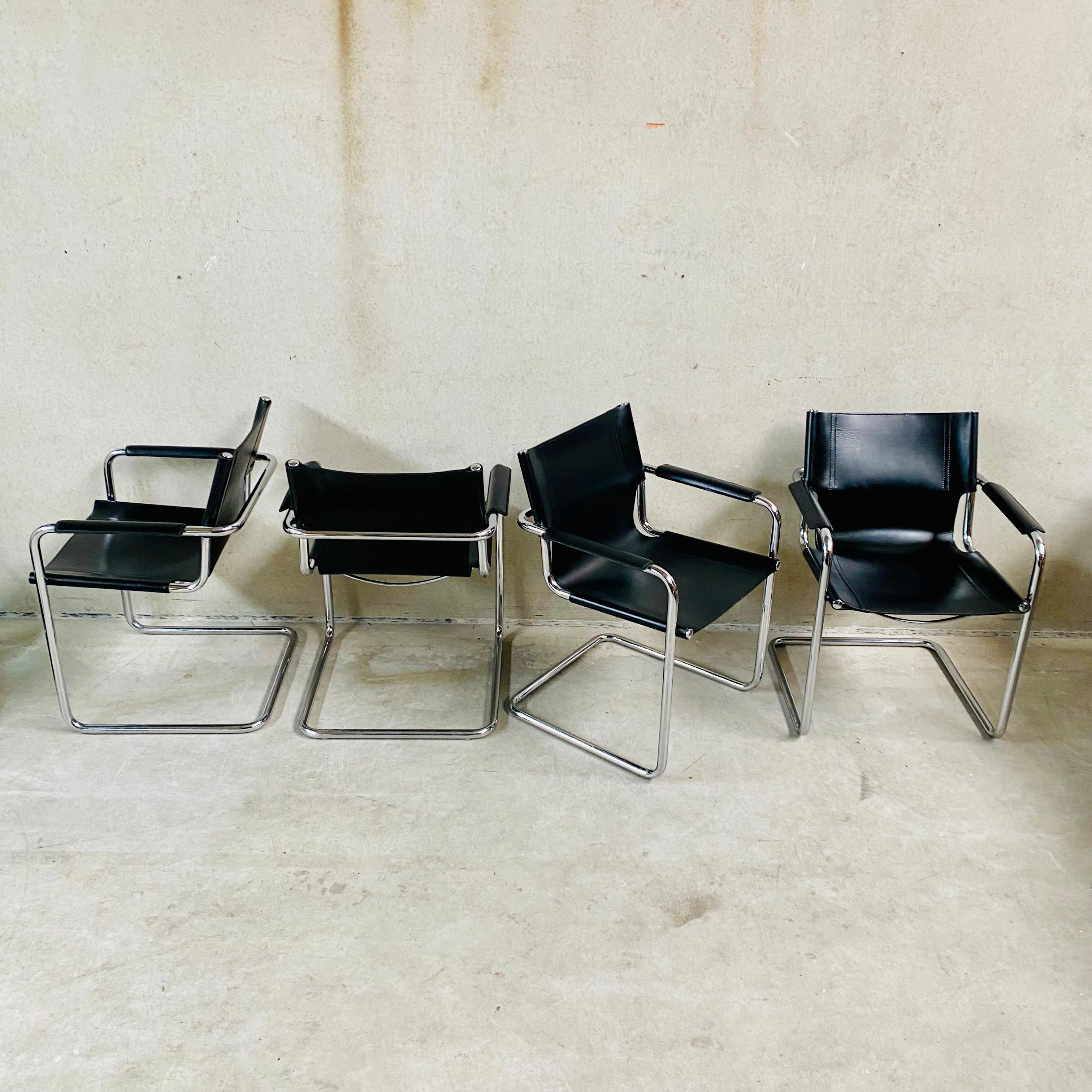 50 x Matteo Grassi Leather Cantilever Dining Chairs by Mart Stam, Italy 1970 For Sale 3