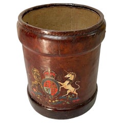 Antique Leather & Canvas Cordite or Ammunition Shot Bucket 