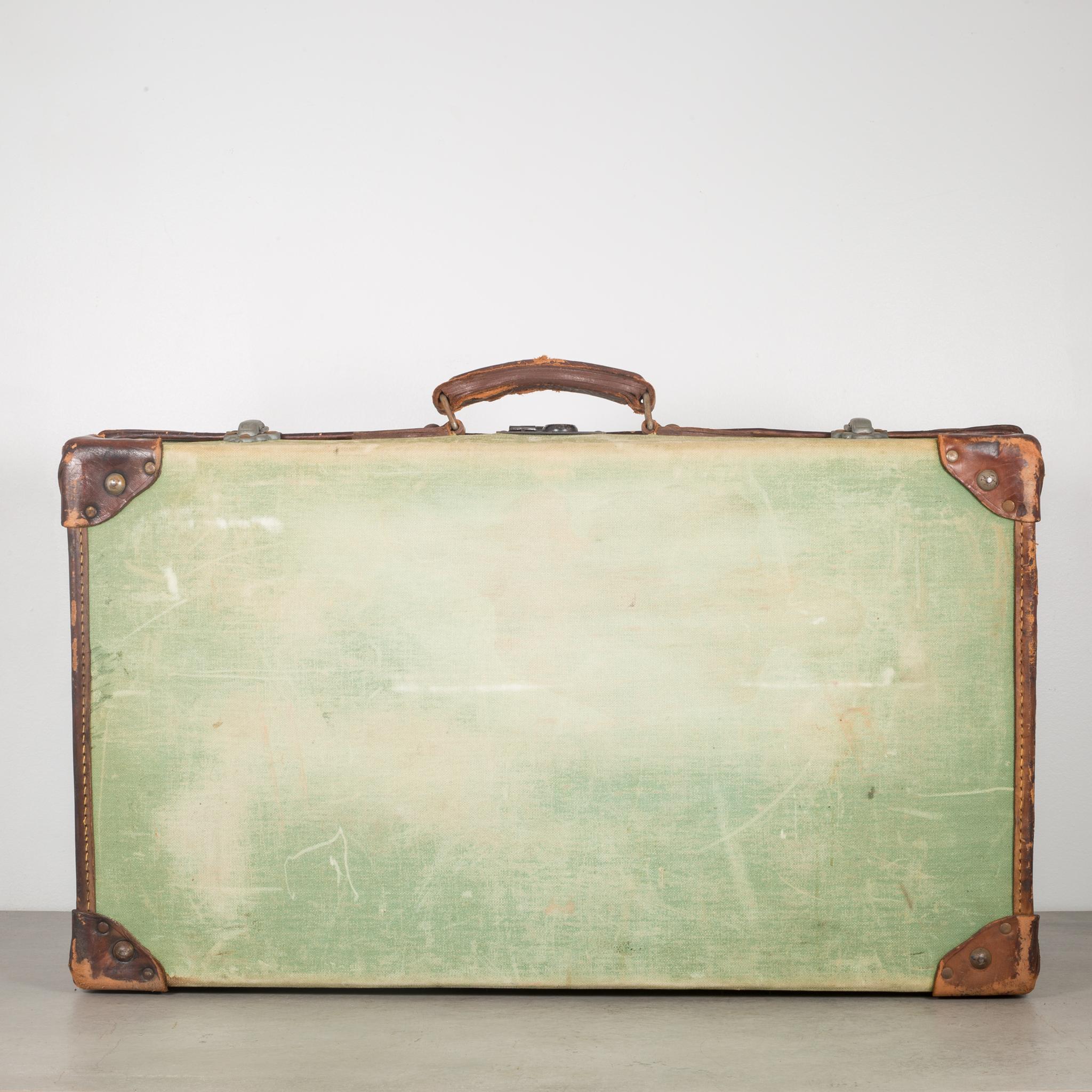 Leather/Canvas English Suitcase, circa 1944 In Good Condition In San Francisco, CA