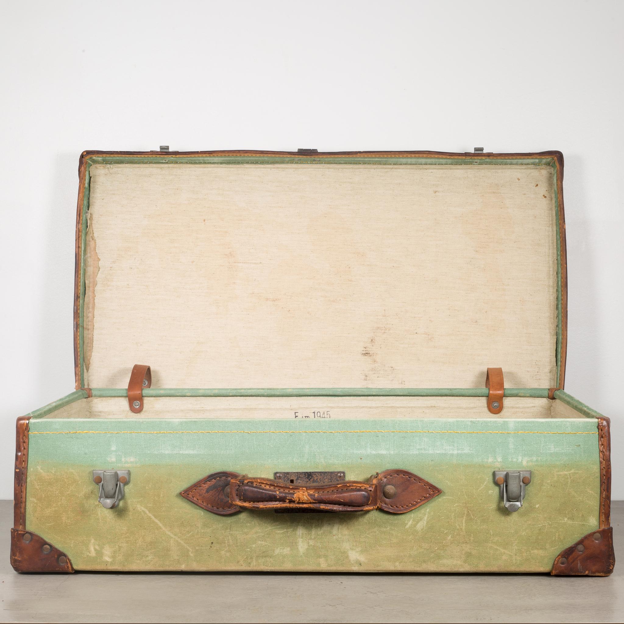 Leather/Canvas English Suitcase, circa 1944 3