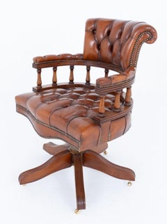 Leather Captains Chair Swivel Desk Seat