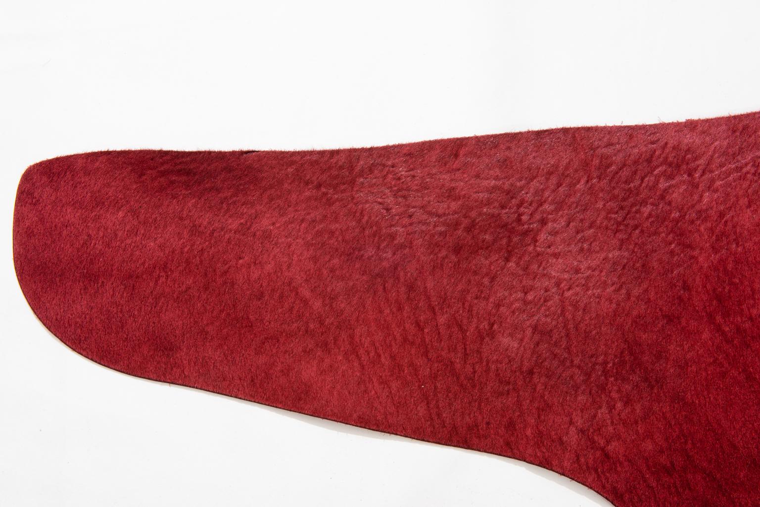 Animal Skin Leather Carpet Red Colored