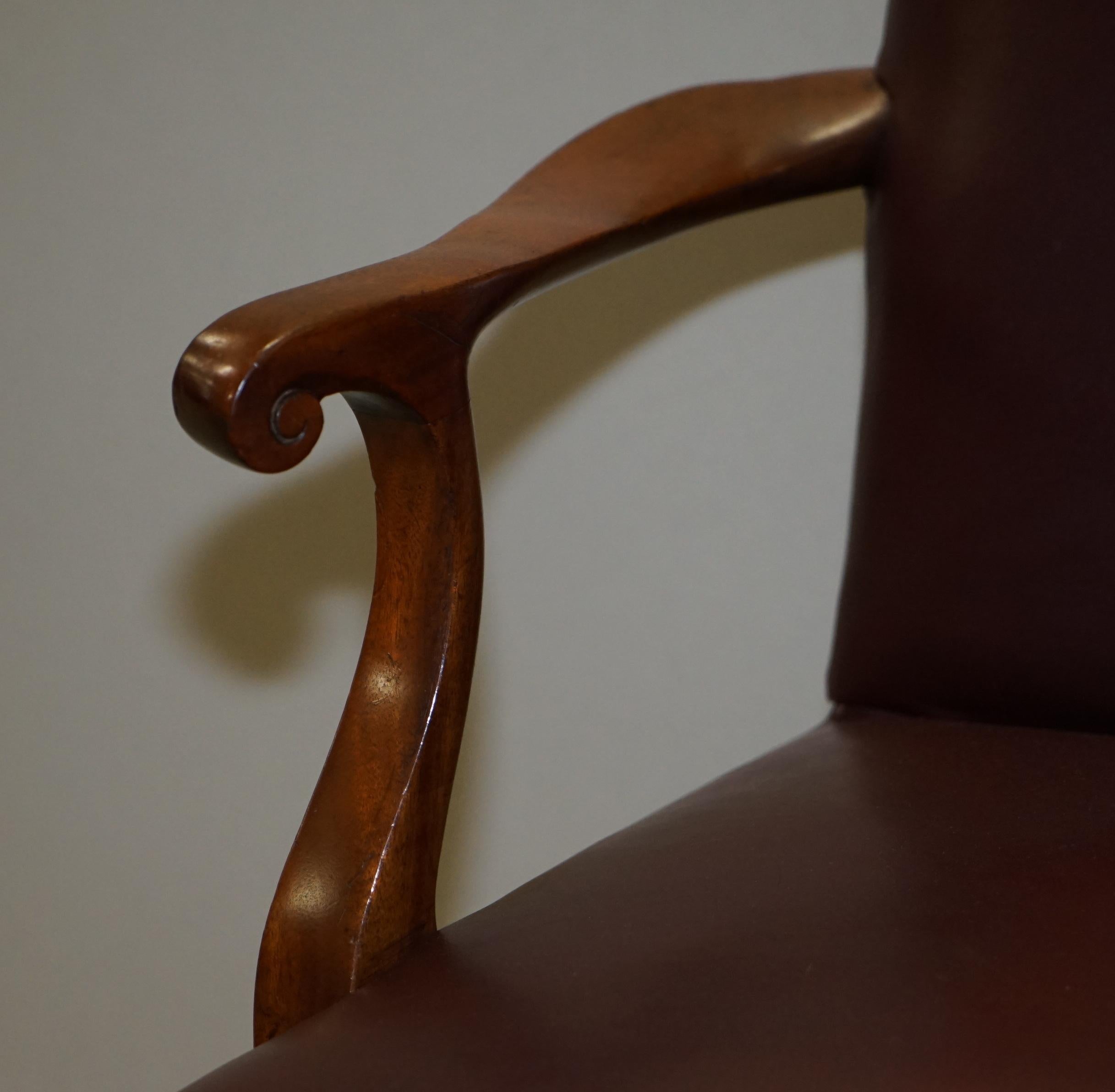 Leather Carver Office Chair from Princess Diana's Family Estate Spencer House In Good Condition For Sale In West Sussex, Pulborough