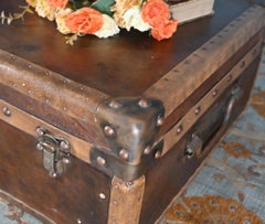 Leather Case Luggage Trunk Coffee Table Box Interior