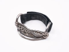 Bracciale a catena in pelle placcato argento, Parigi - J DAUPHIN