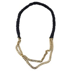 Leather Chain Necklace Gold Plated, Paris - J Dauphin