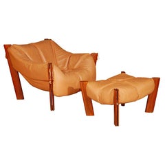 Leather Chair and Ottoman by Lafer