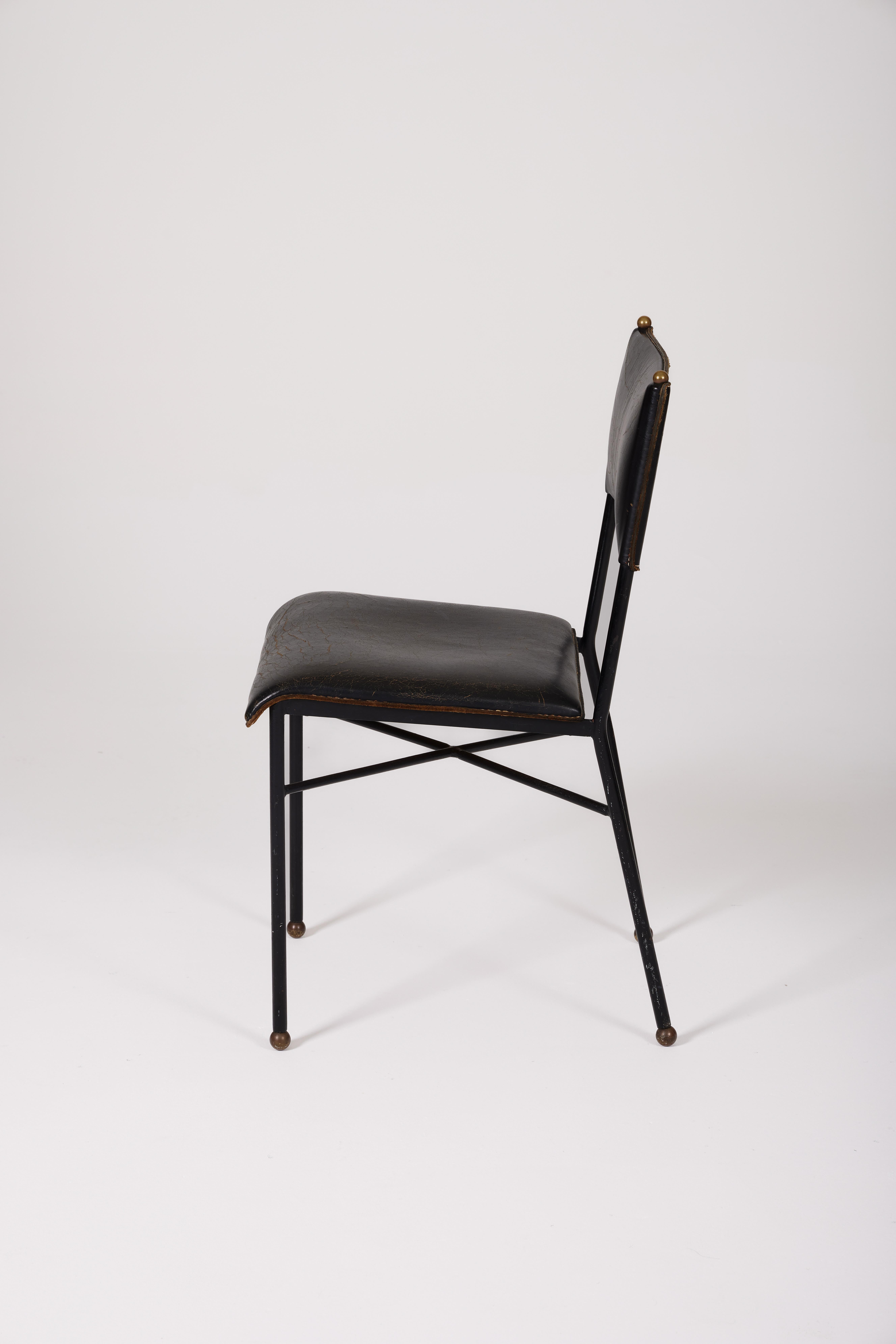 20th Century Leather Chair by Jacques Adnet