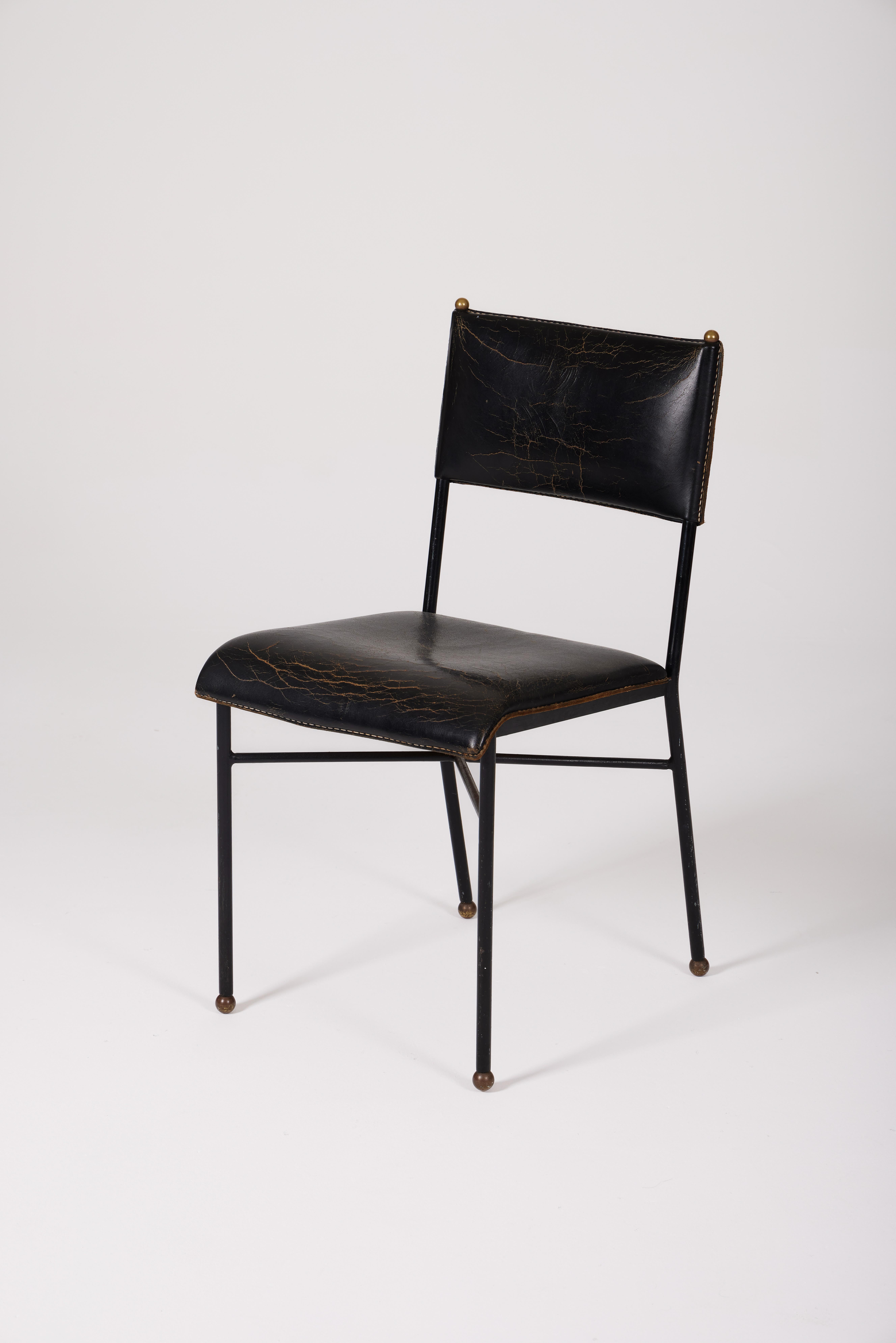 Leather Chair by Jacques Adnet 1